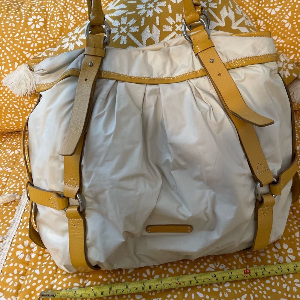 Cole Haan Cream Puffer Style Tote w leather Trim